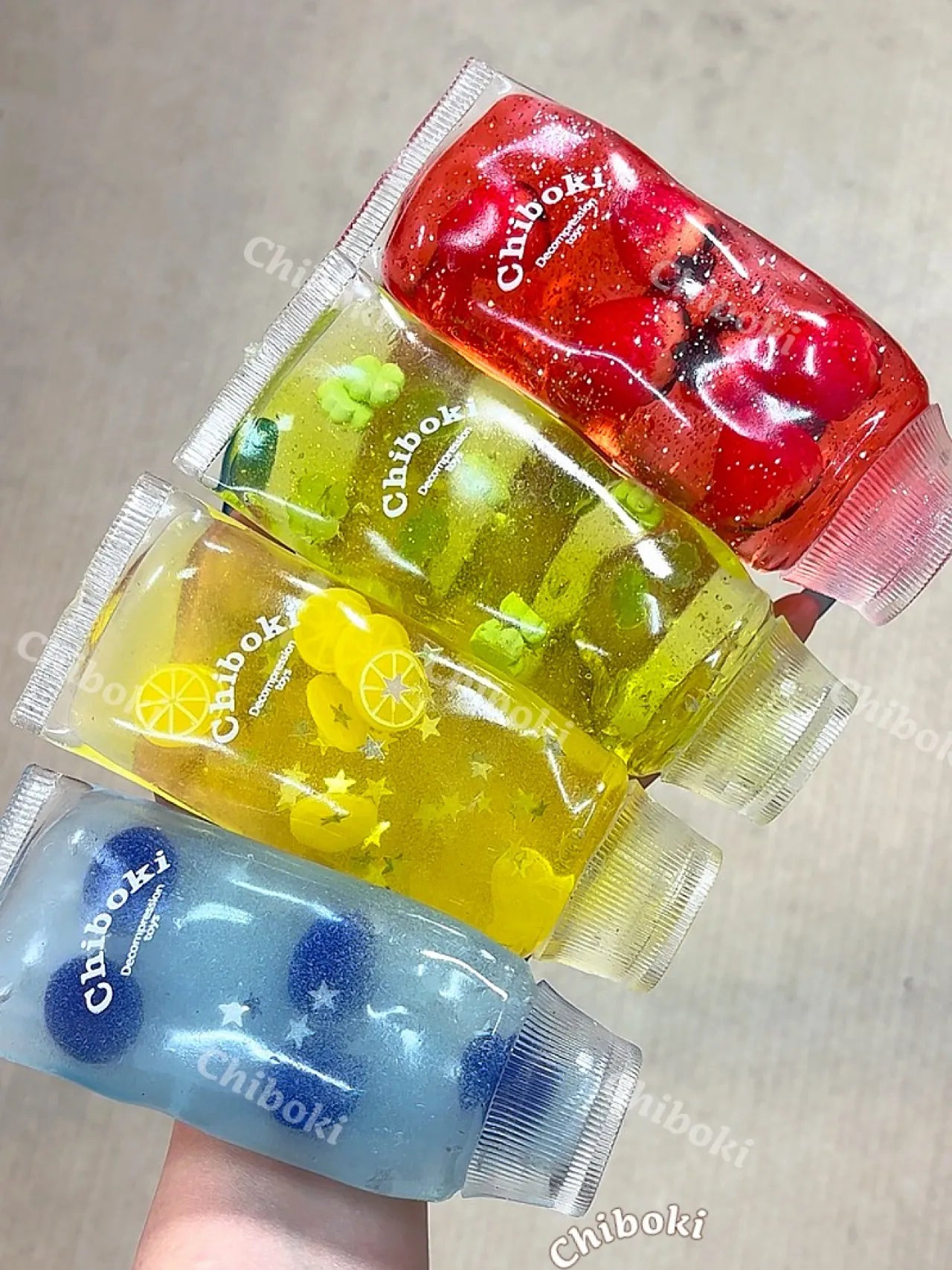 Fruit-flavored toothpaste-like squeeze toy